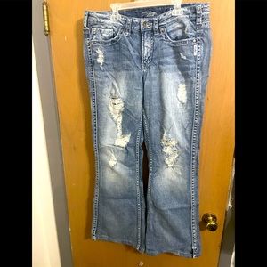 Silver Jeans distressed flare style Frances jeans size 14/32